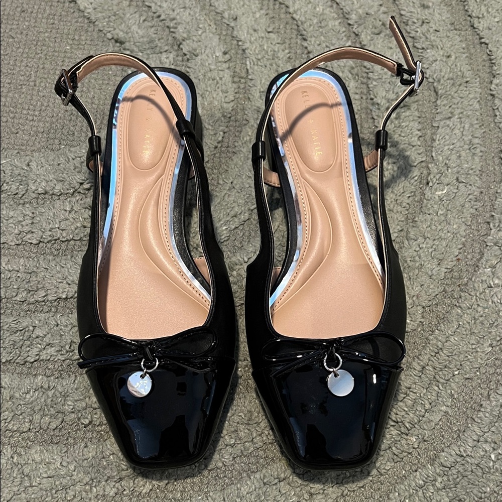 Black Patent Leather Slingback Flats